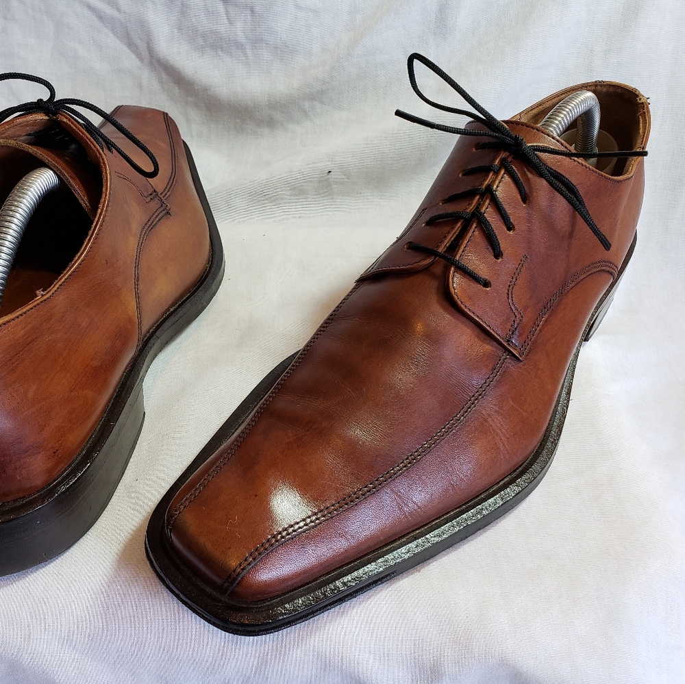 Bata Mens Leather Lace Up Oxfords Dress Shoes US 10 Brown